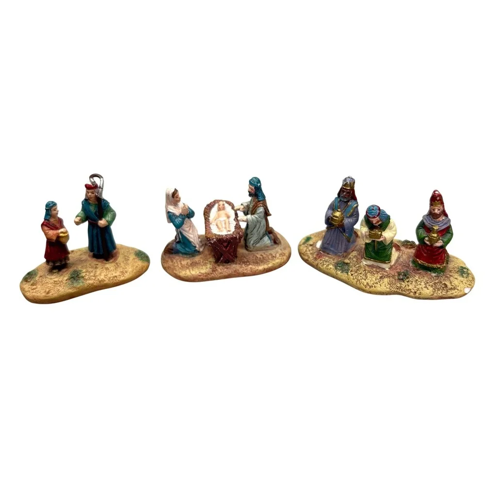 Hawthorne Miniatures Nativity Set‎ 3 Piece 1994 1995 Christmas Holiday Decor